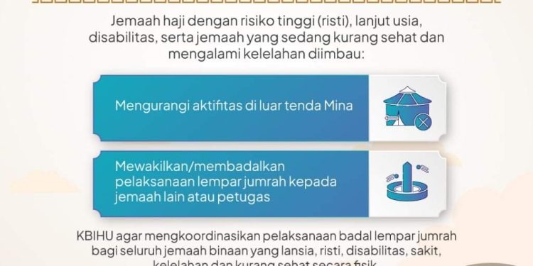 Jaga Kesehatan, PPIH Imbau Jemaah Risti dan Lansia Badal Lontar Jumrah
